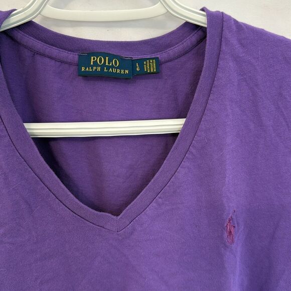 Polo Ralph Lauren Purple V-Neck T-Shirt sz Large - Picture 2 of 2